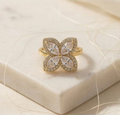 Golden Blossom Marquise Ring
