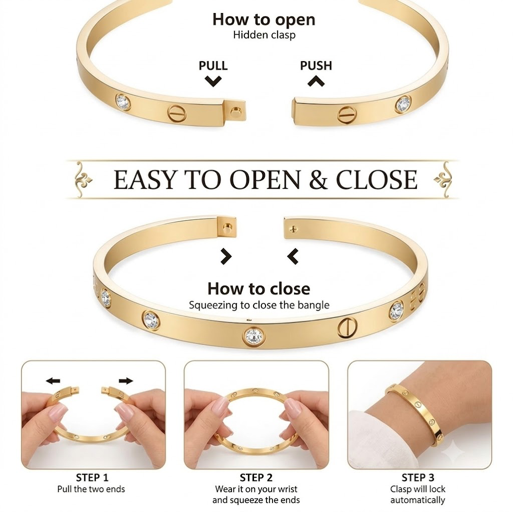 18K Gold Plated Stainless Steel Kada Bracelet for Girls