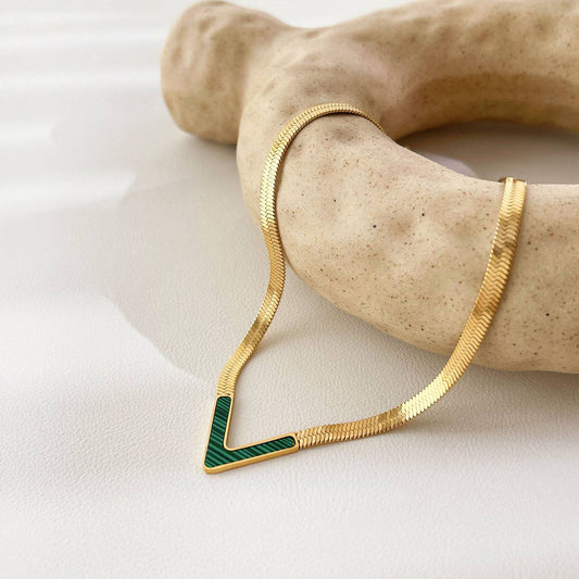18k Gold Plated Waterproof V Shape Snake Chain