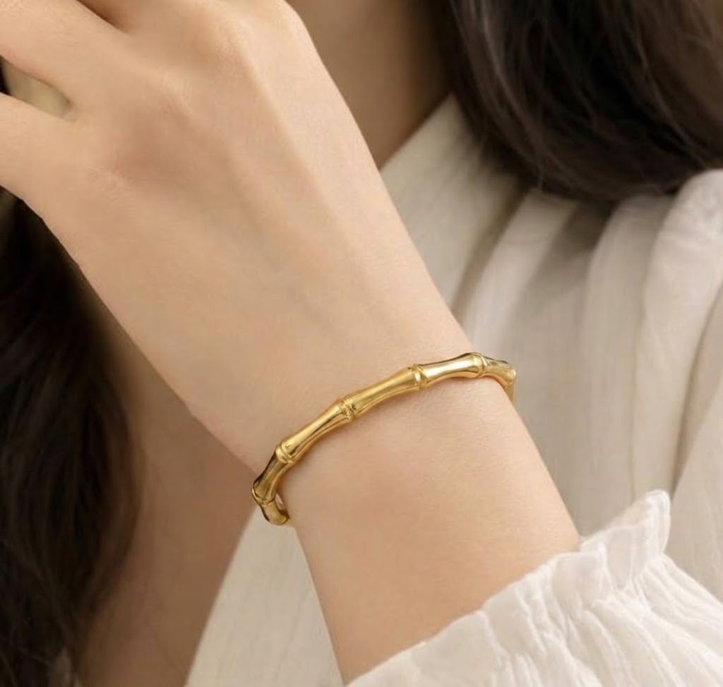18K Gold Plated Bamboo Node Cuff Bangle for You