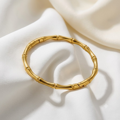 18K Gold Plated Bamboo Node Cuff Bangle for You