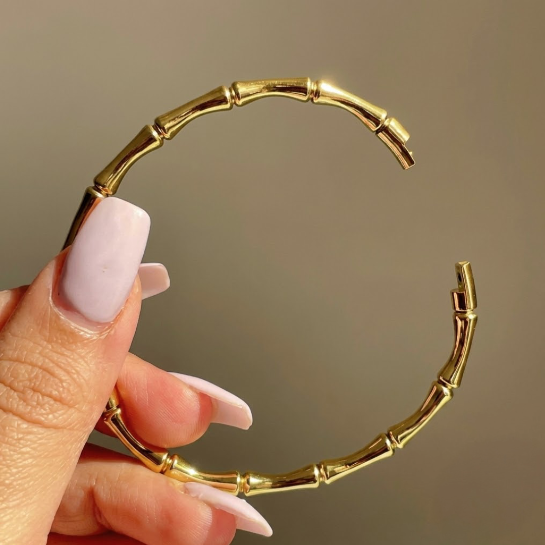 18K Gold Plated Bamboo Node Cuff Bangle for You