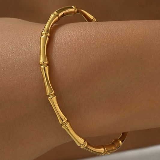 18K Gold Plated Bamboo Node Cuff Bangle for You