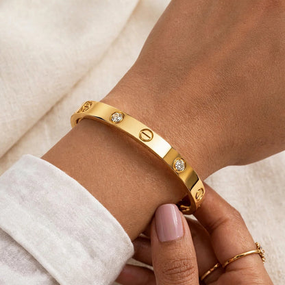 18K Gold Plated Stainless Steel Kada Bracelet for Girls