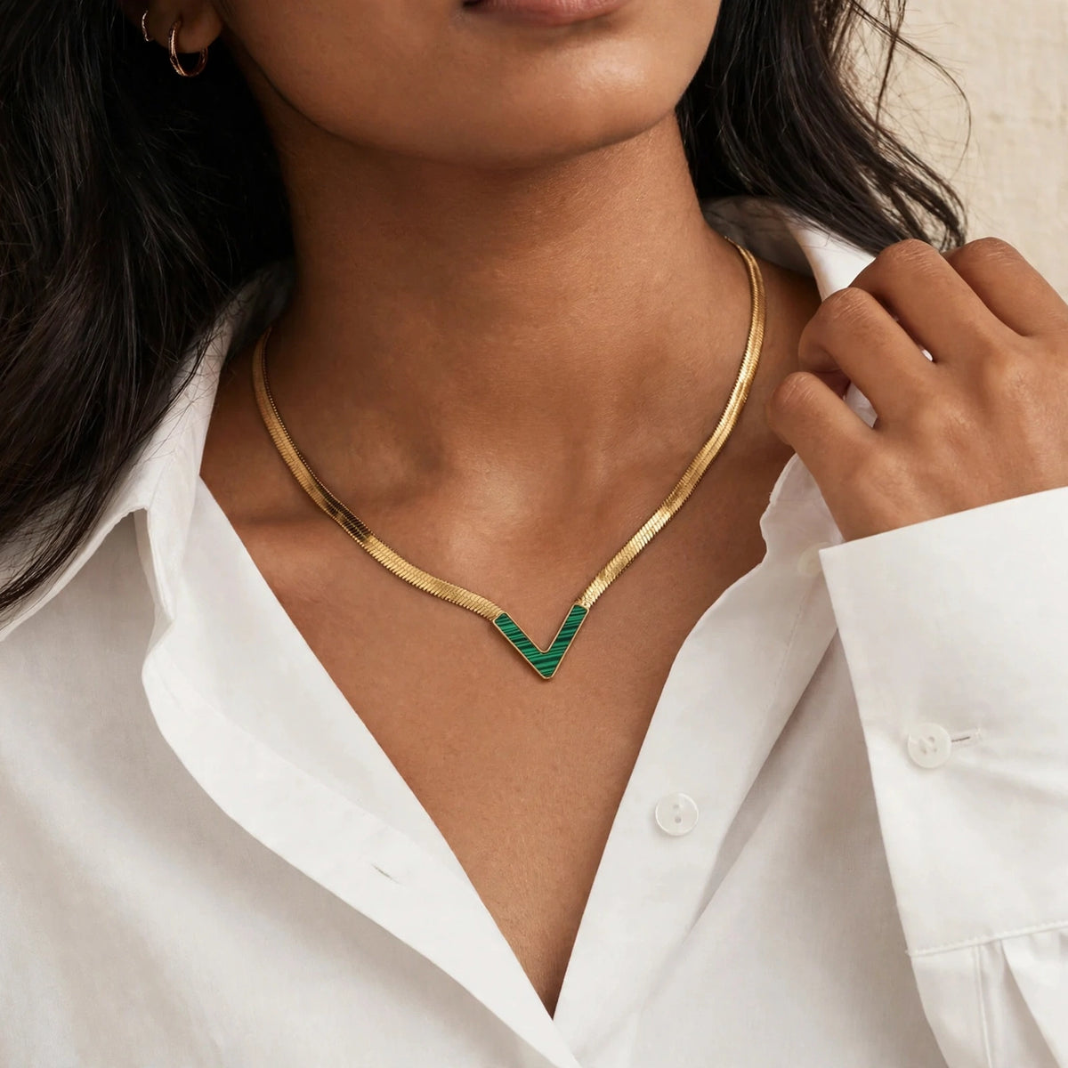 18k Gold Plated Waterproof V  Shape Snake Chain