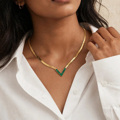 18k Gold Plated Waterproof V  Shape Snake Chain