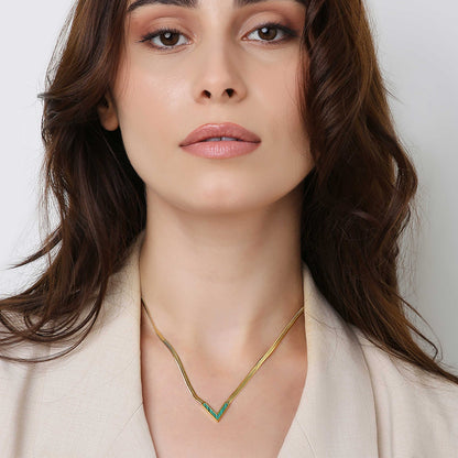 18k Gold Plated Waterproof V  Shape Snake Chain