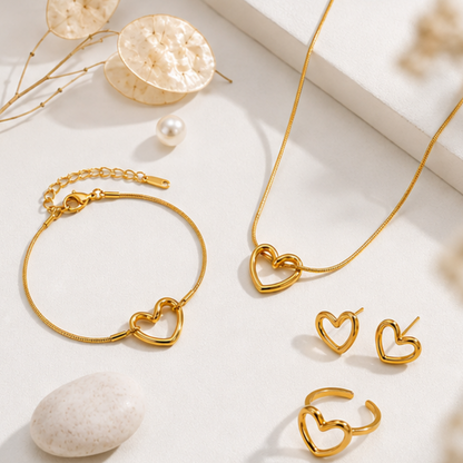 Heart Shape Jewellery Set Pack of 4 Combo for Women & Girls