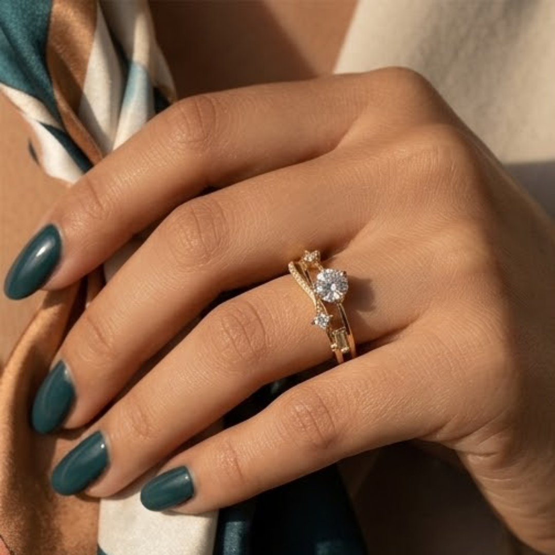Solitaire Cross-Band Zircon Adjustable Ring