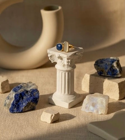 Gold-Plated Dual Stone Statement Ring