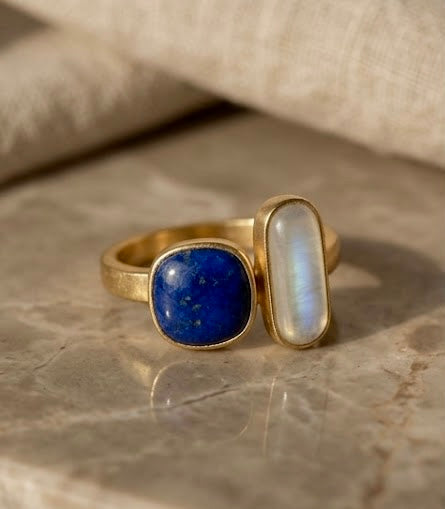 Gold-Plated Dual Stone Statement Ring