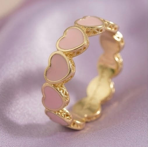 Gold-Plated Pink Heart Stone Bangle for Women