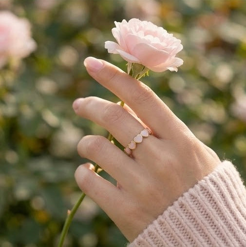 Gold-Plated Pink Heart Stone Bangle for Women