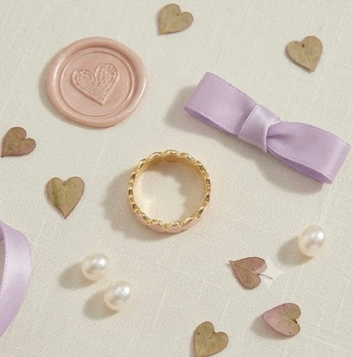 Gold-Plated Pink Heart Stone Bangle for Women