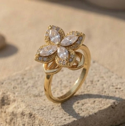 Golden Blossom Marquise Ring