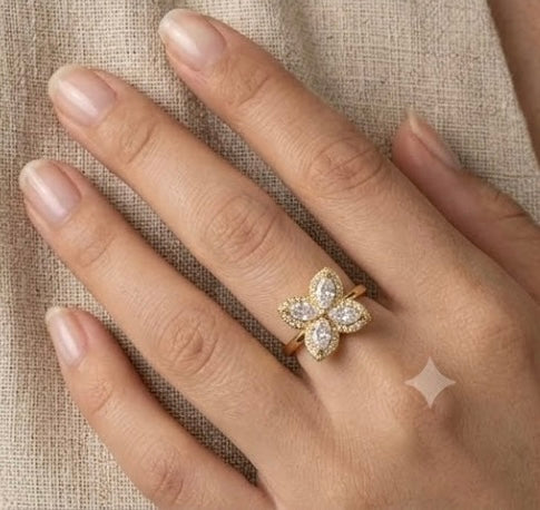 Golden Blossom Marquise Ring