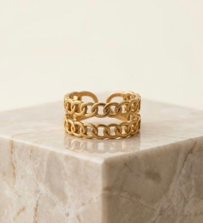 Dual-Row Curb Chain Adjustable Ring