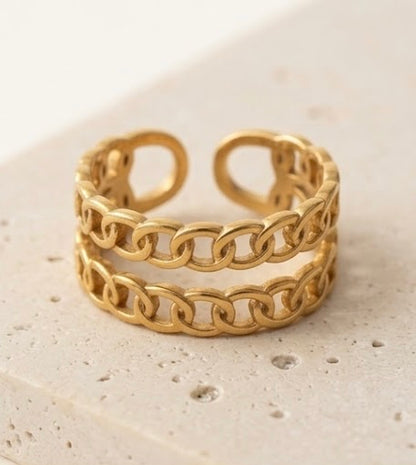 Dual-Row Curb Chain Adjustable Ring