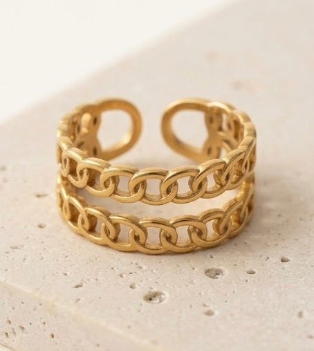 Dual-Row Curb Chain Adjustable Ring