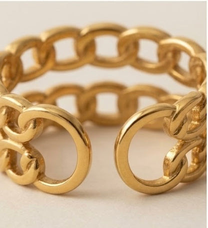 Dual-Row Curb Chain Adjustable Ring