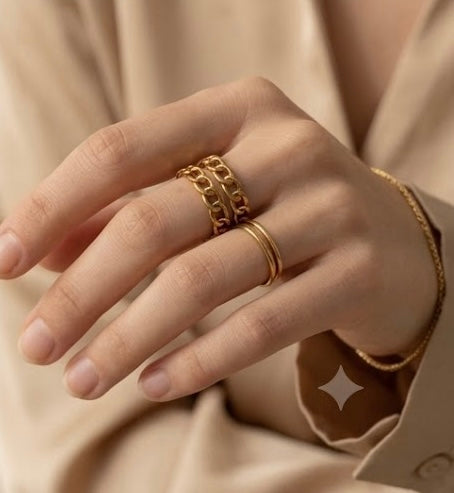 Dual-Row Curb Chain Adjustable Ring
