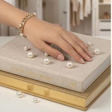Gold-Toned Curb Chain & Pearl Accent Bracelet