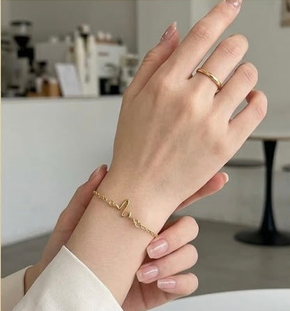 Dainty Gold-Toned Pulse Charm Bracelet