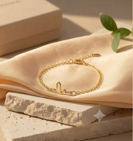 Dainty Gold-Toned Pulse Charm Bracelet
