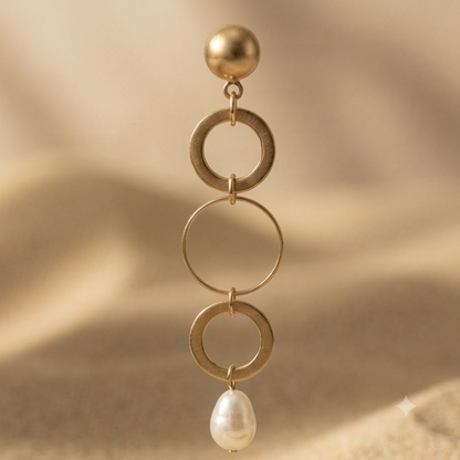 Gold-Tone Linked Circle & Pearl Drop Earrings