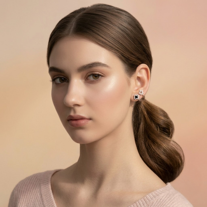 Korean Trending Four Leaf Clover Earrings For Women & Girls Metal Stud Earring