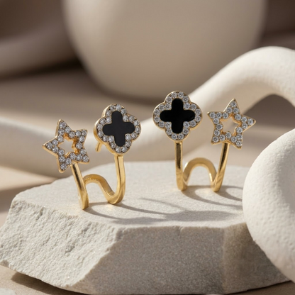 Korean Trending Four Leaf Clover Earrings For Women & Girls Metal Stud Earring