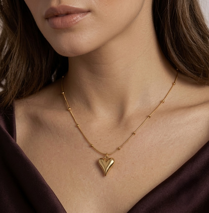 Fancy Gold Plated Heart Shpe Pendent And Golden Chain