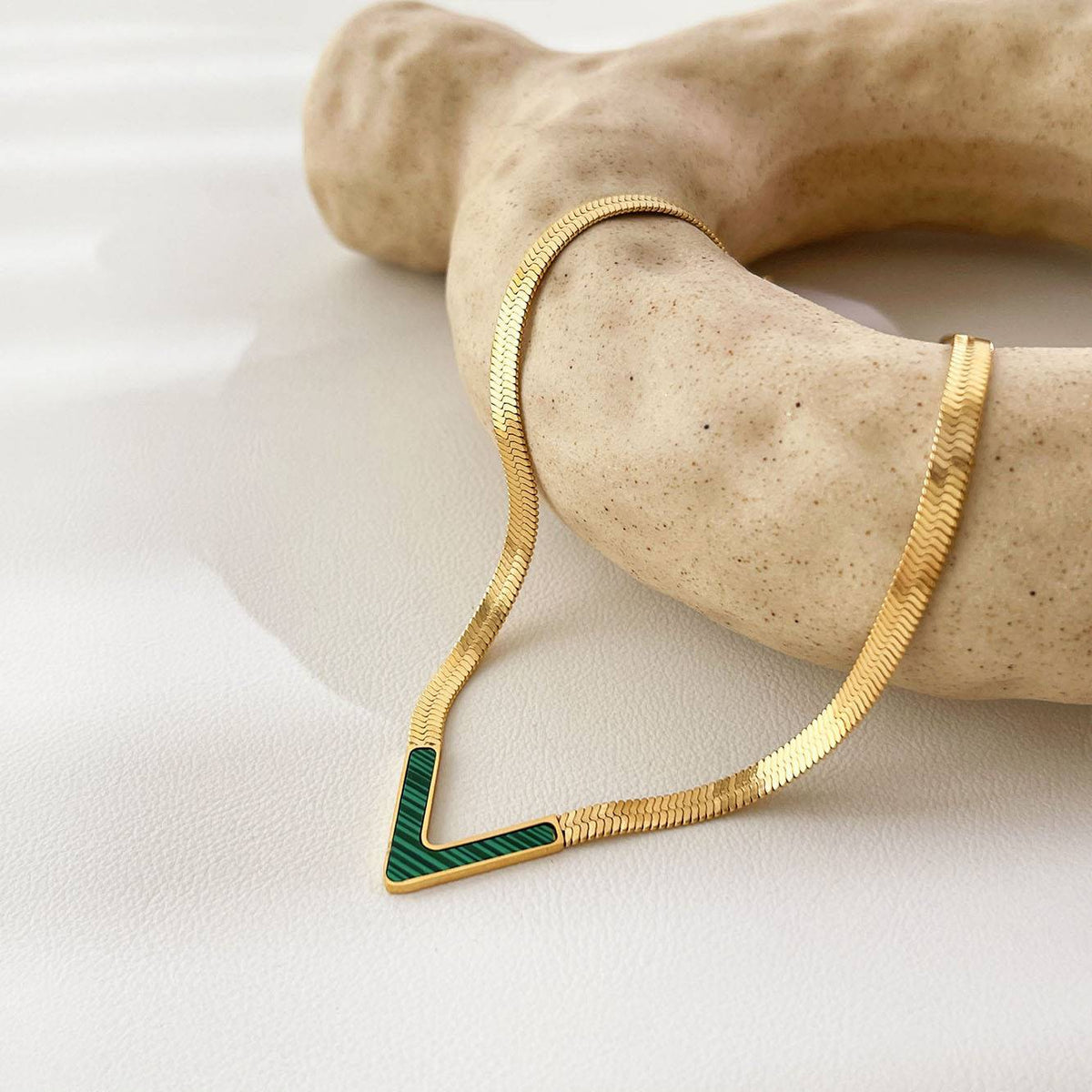 18k Gold Plated Waterproof V  Shape Snake Chain