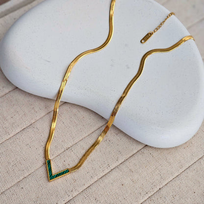 18k Gold Plated Waterproof V  Shape Snake Chain