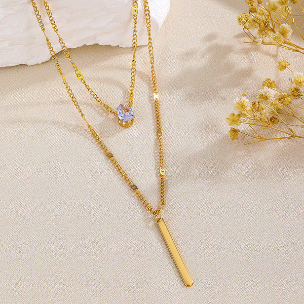 Bar Stone layered Necklace