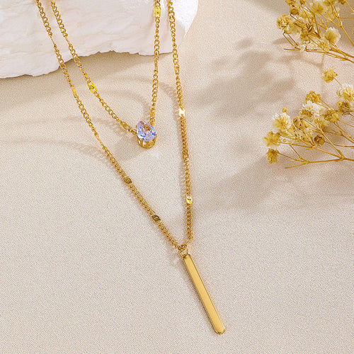 Bar Stone layered Necklace