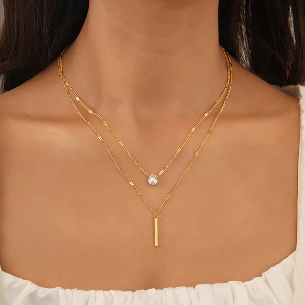 Bar Stone layered Necklace