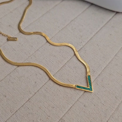 18k Gold Plated Waterproof V  Shape Snake Chain
