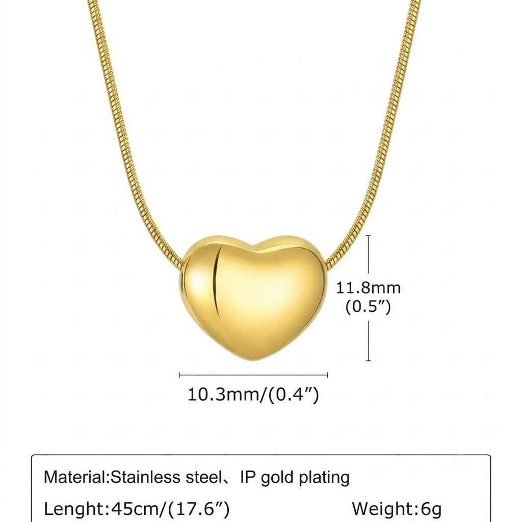 Elegant Heart Pendant Necklace – Minimalist Gold-Tone Jewelry