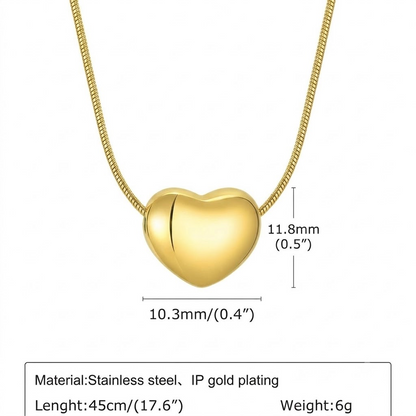 Elegant Heart Pendant Necklace – Minimalist Gold-Tone Jewelry